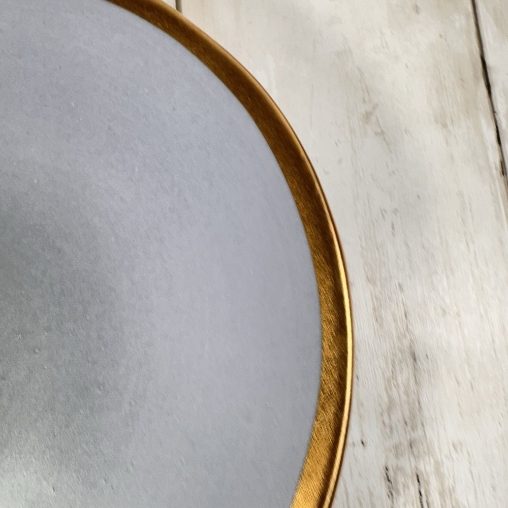 Crate & Barrel Salad‎ Luncheon Plate Addison Gray Gold Rim Boho Glam Casual - Picture 15 of 16
